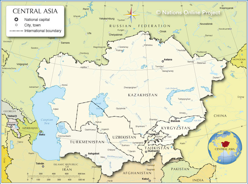 Nations Online map of Central Asia