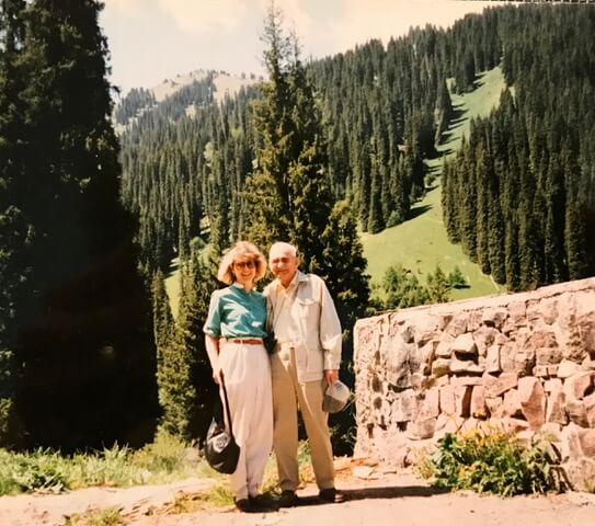 man and woman in the mountains