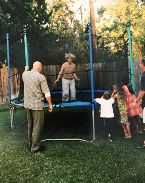 Nancy on a trampoline